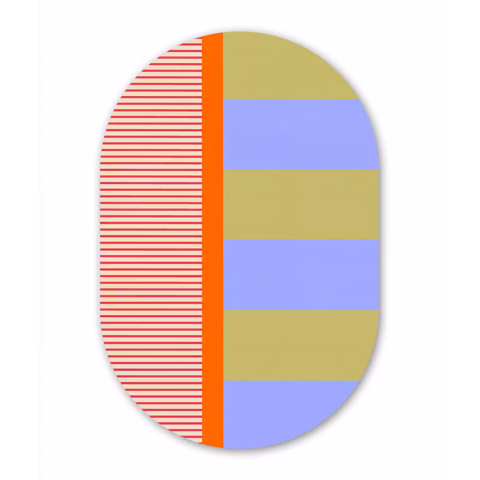Muurovaal - Glas - Abstract - Geometrie - Strepen - Blokken - Rood — 1