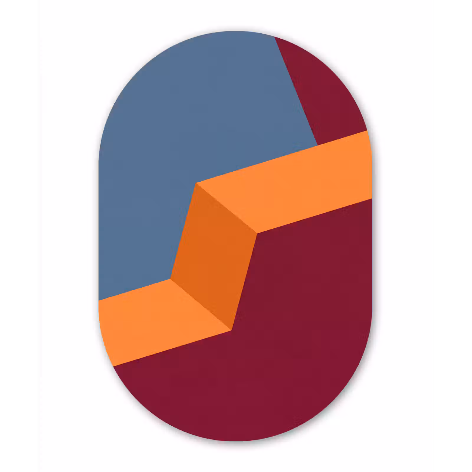 Muurovaal - Glas - Abstract - Vormen - Modern - Blauw - Oranje — 1