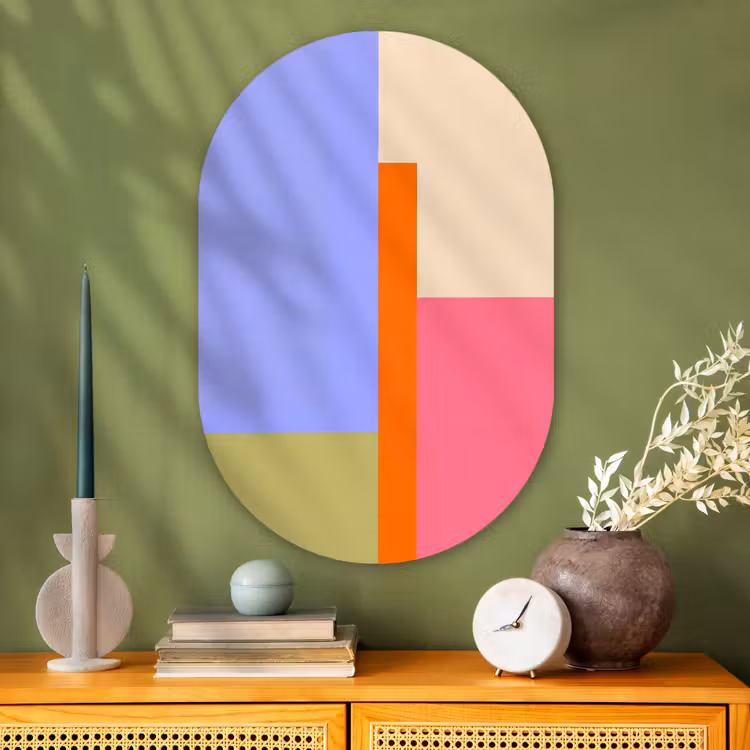 Muurovaal - Glas - Abstract - Geometrie - Kunst - Modern - Kleurrijk — 2