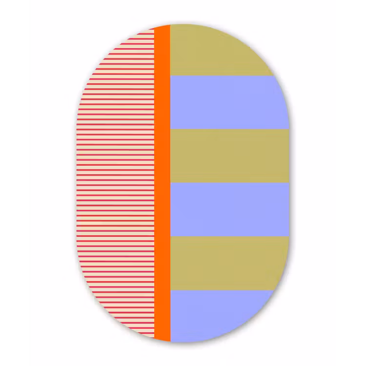 Muurovaal - Glas - Abstract - Geometrie - Strepen - Blokken - Rood — 1