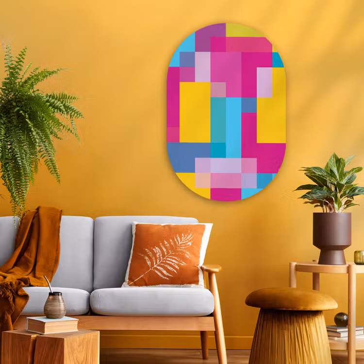 Muurovaal - Glas - Abstract - Geometrisch - Kunst - Kleurrijk - Modern — 3