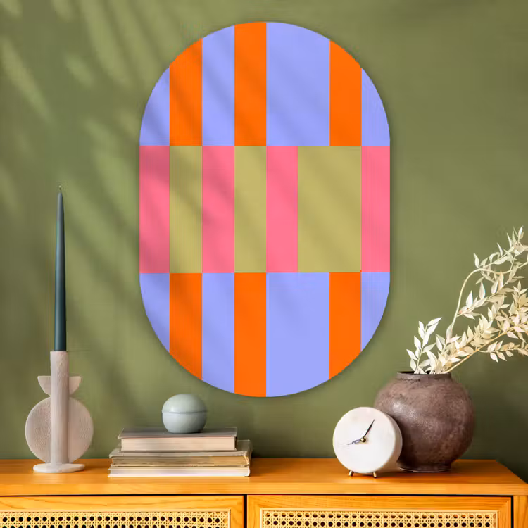 Muurovaal - Glas - Abstract - Patroon - Geometrisch - Kleurrijk - Modern — 2