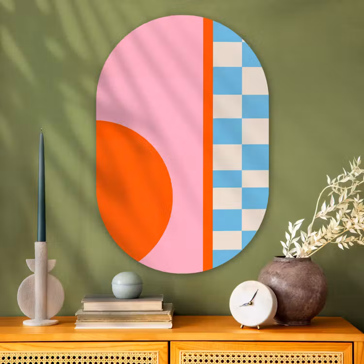 Muurovaal - Glas - Abstract - Vormen - Geometrisch - Modern - Kleurrijk — 2