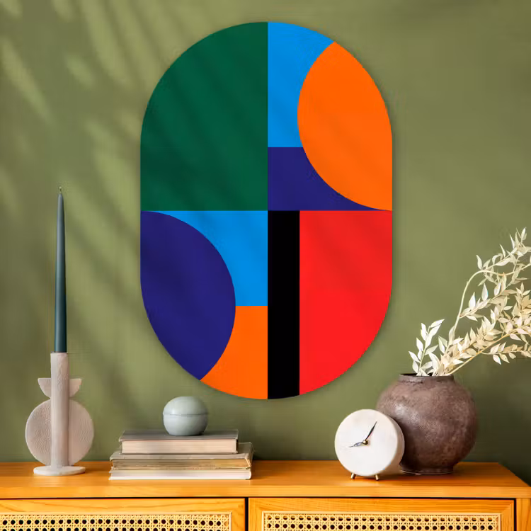 Muurovaal - Glas - Geometrisch - Abstract - Vormen - Kleurrijk - Modern — 2