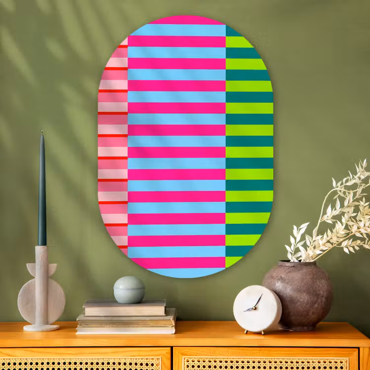 Muurovaal - Glas - Patroon - Strepen - Modern - Abstract - Kleurrijk — 2