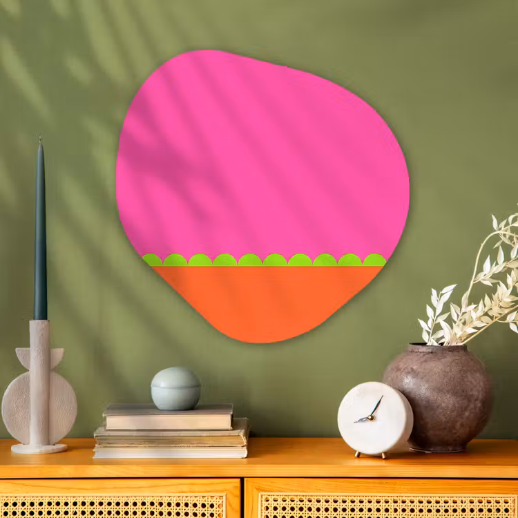 Organisch schilderij - Glas - Abstract - Geometrisch - Kleurblokken - Roze - Oranje — 2