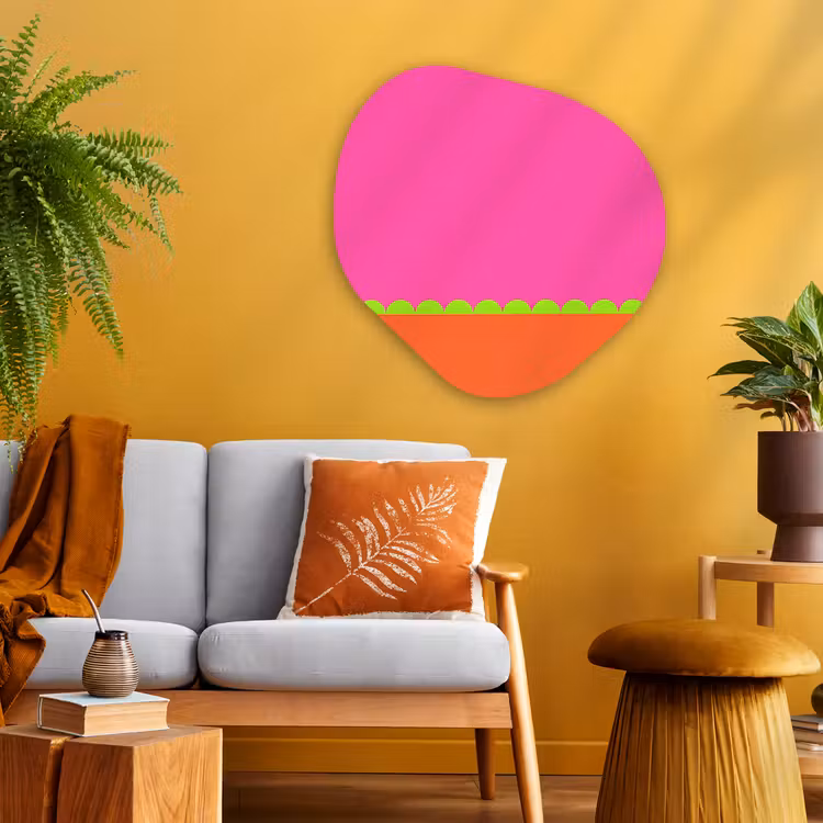 Organisch schilderij - Glas - Abstract - Geometrisch - Kleurblokken - Roze - Oranje — 3