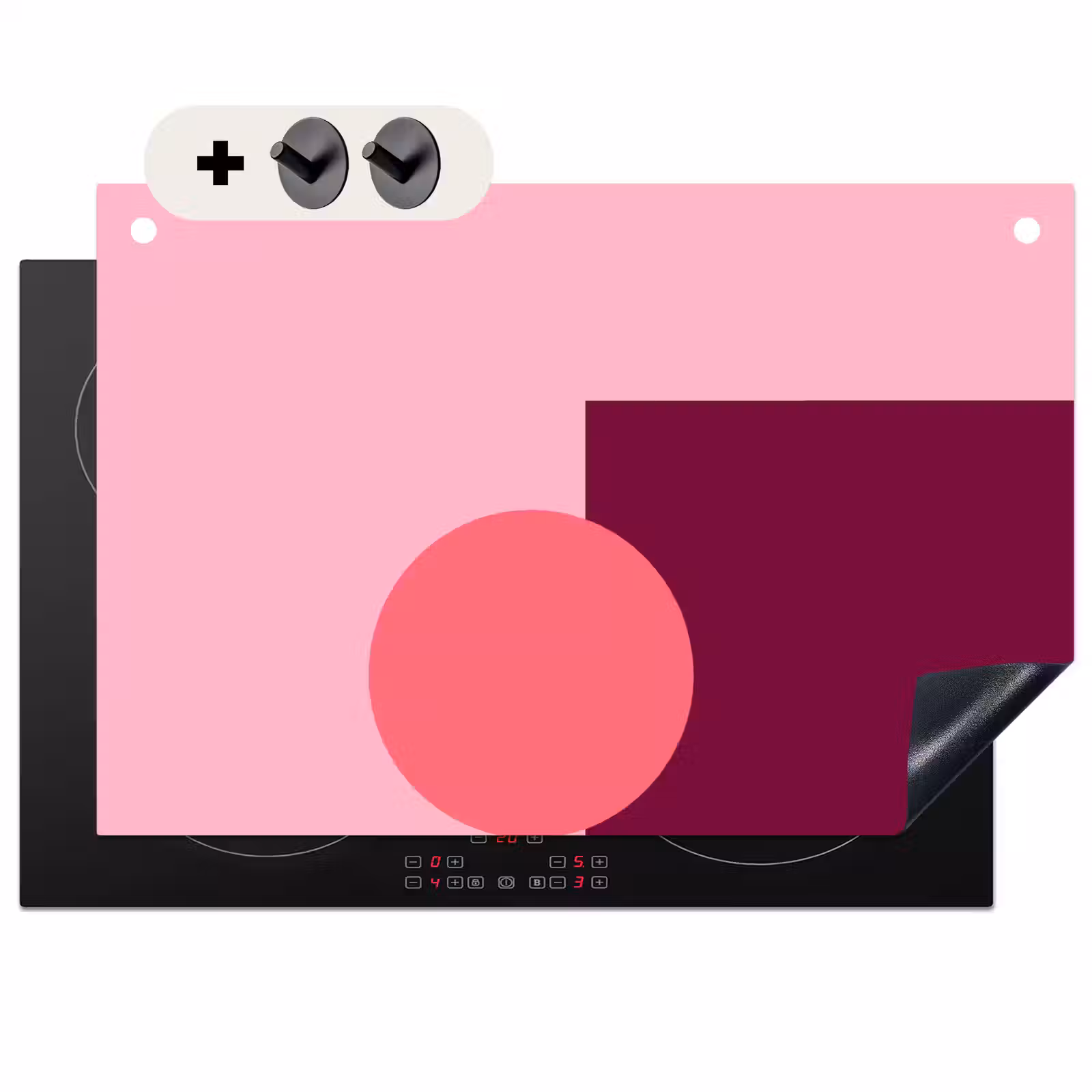 Inductie beschermer en spatscherm (2in1) - Abstract - Vormen - Roze - Modern - Design — 1