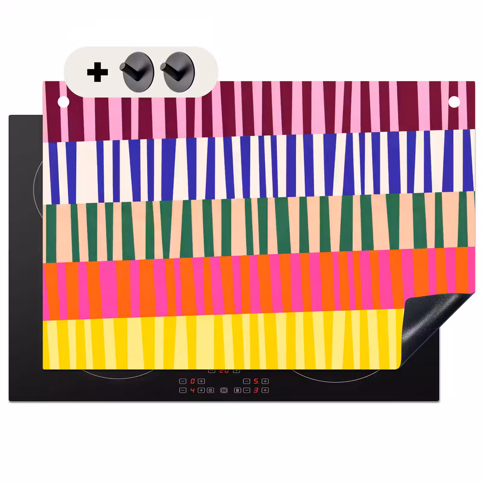 Inductie beschermer en spatscherm (2in1) - Patroon - Strepen - Abstract - Modern - Kleurrijk — 1