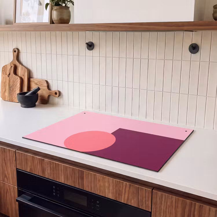 Inductie beschermer en spatscherm (2in1) - Abstract - Vormen - Roze - Modern - Design — 3