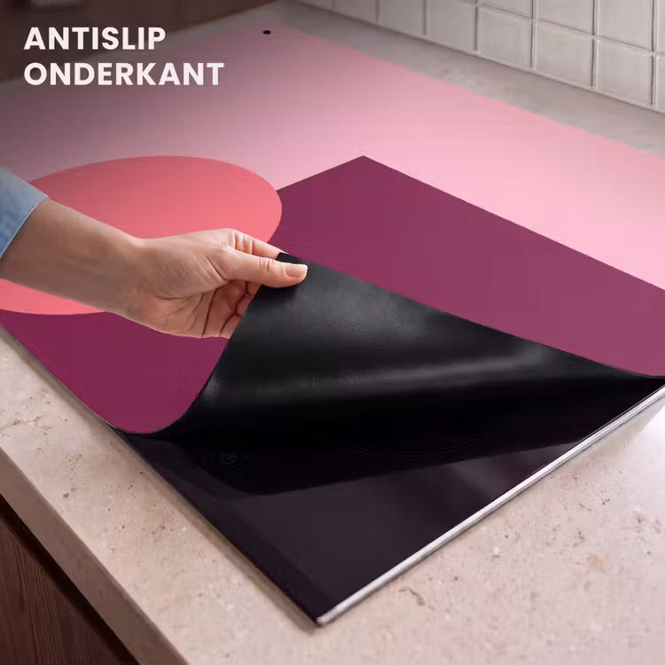 Inductie beschermer en spatscherm (2in1) - Abstract - Vormen - Roze - Modern - Design — 4
