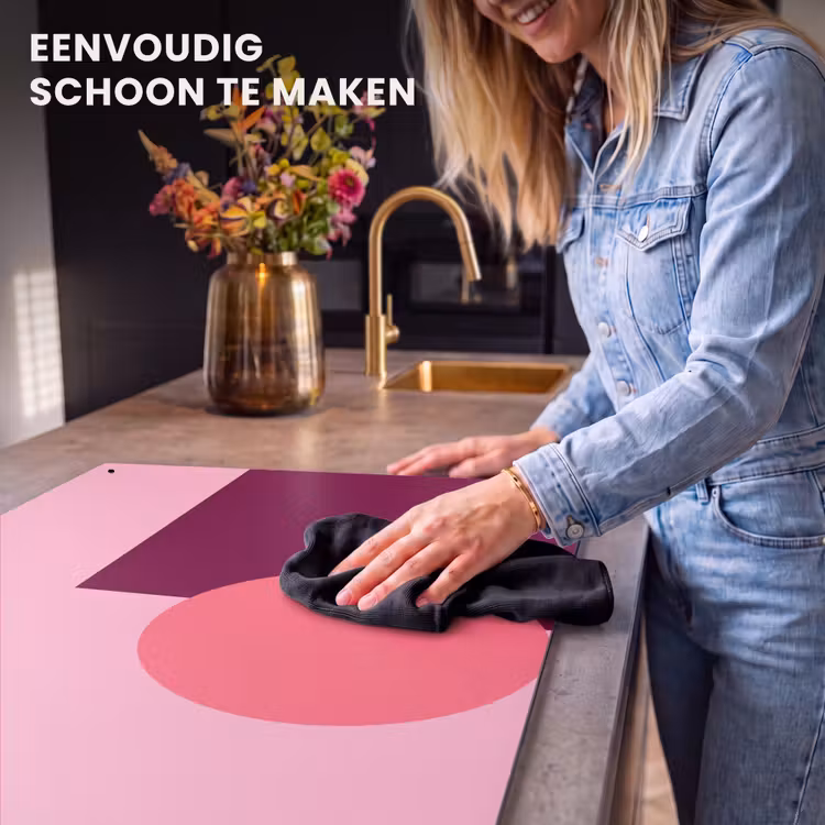 Inductie beschermer en spatscherm (2in1) - Abstract - Vormen - Roze - Modern - Design — 5