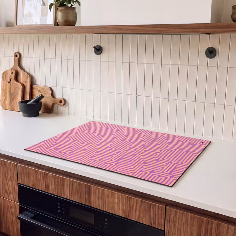 Inductie beschermer en spatscherm (2in1) - Patroon - Lijnen - Abstract - Modern - Paars — 3