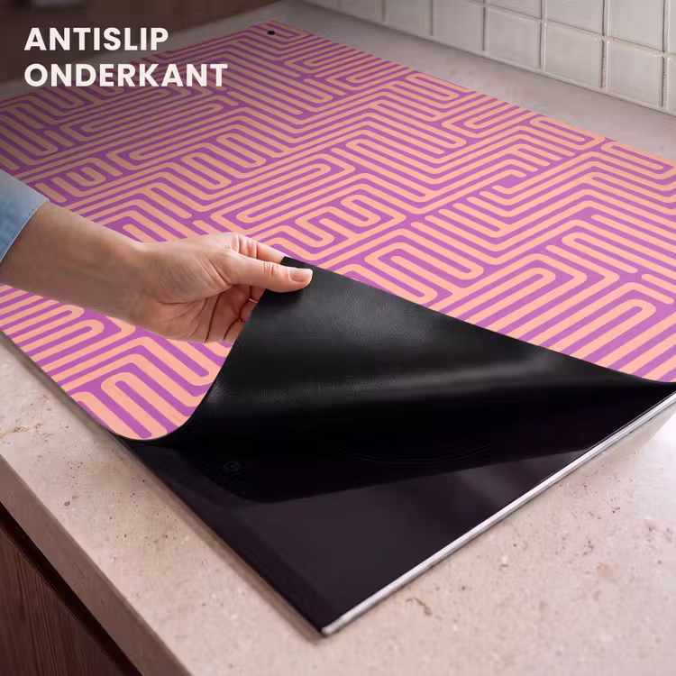 Inductie beschermer en spatscherm (2in1) - Patroon - Lijnen - Abstract - Modern - Paars — 4