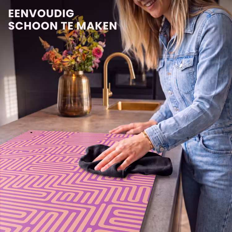 Inductie beschermer en spatscherm (2in1) - Patroon - Lijnen - Abstract - Modern - Paars — 5