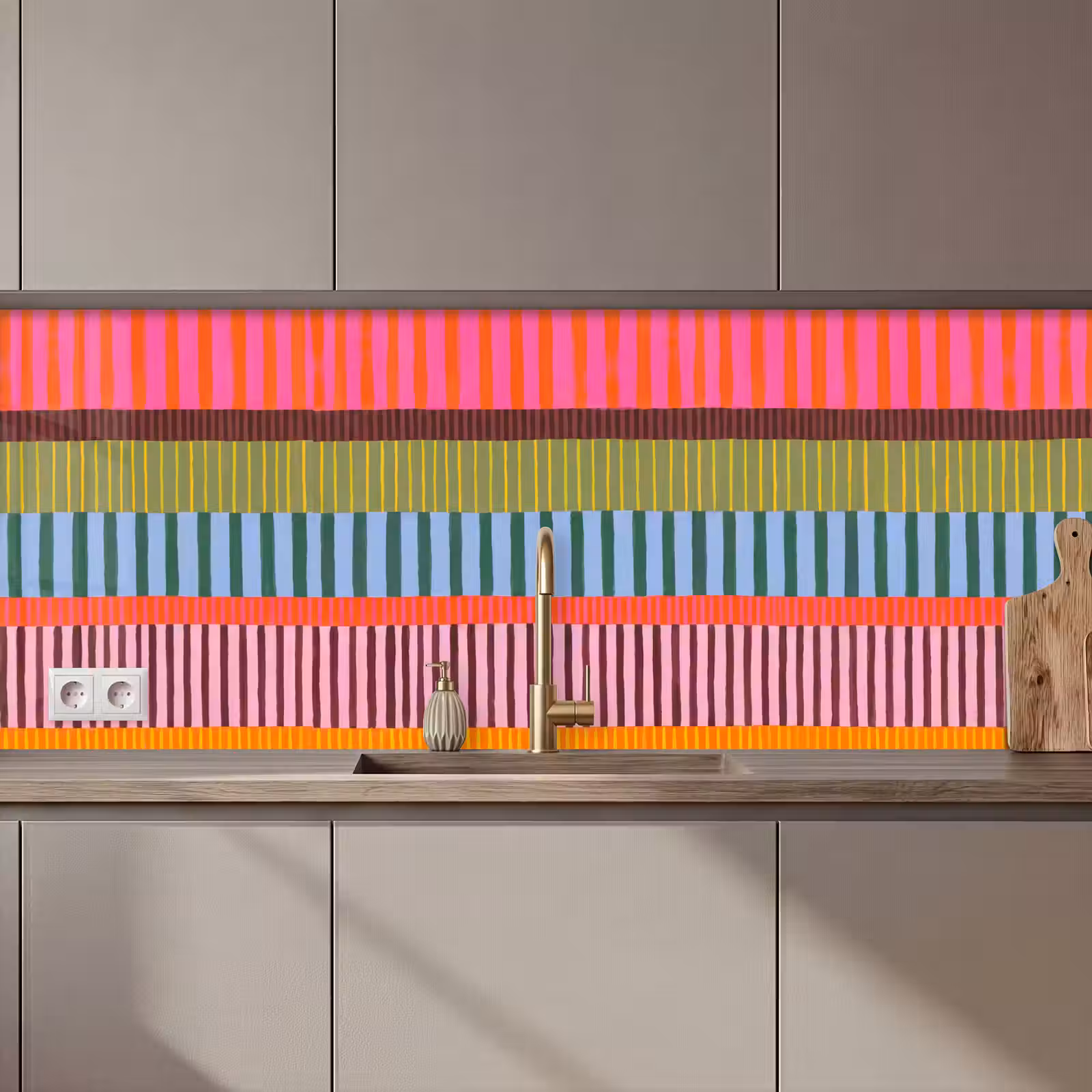 Keuken achterwand - Abstract - Strepen - Modern - Kleurrijk - Kunst — 1