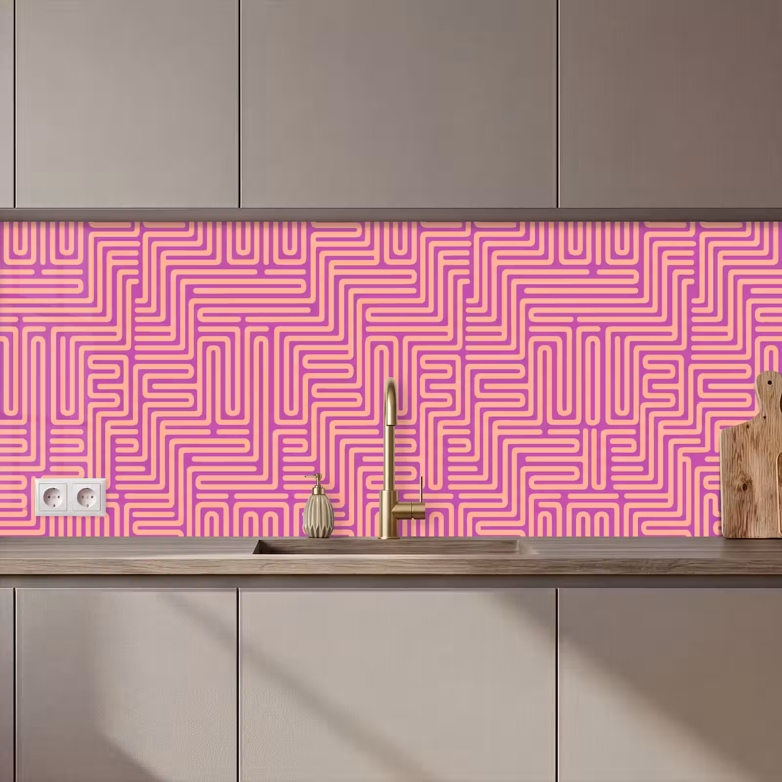Keuken achterwand - Patroon - Lijnen - Abstract - Modern - Paars — 1