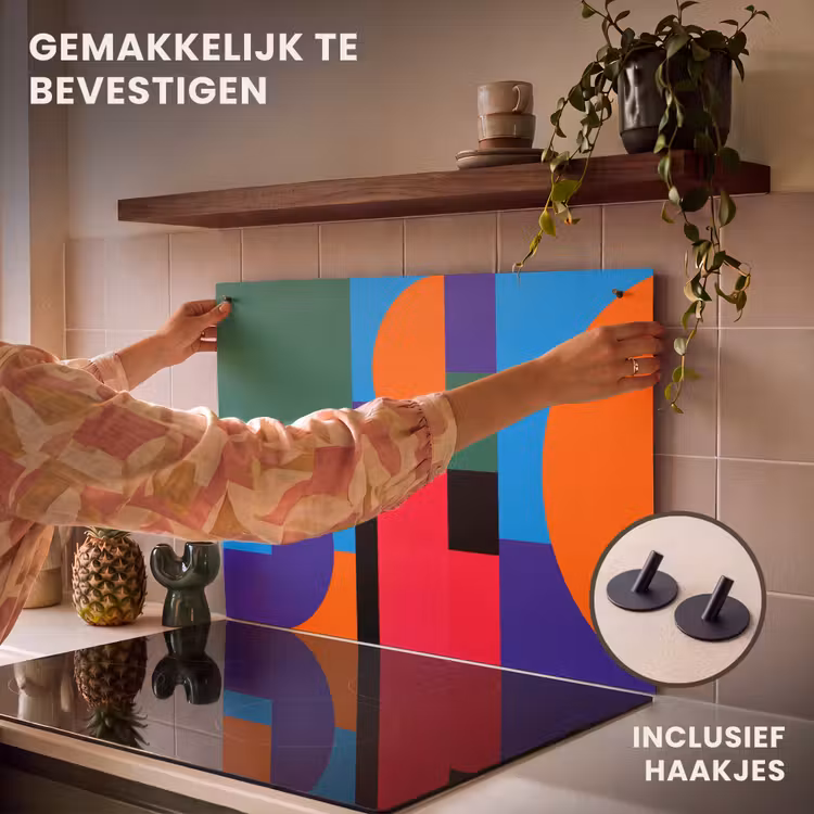 Inductie beschermer en spatscherm (2in1) - Geometrisch - Abstract - Vormen - Kleurrijk - Modern — 7