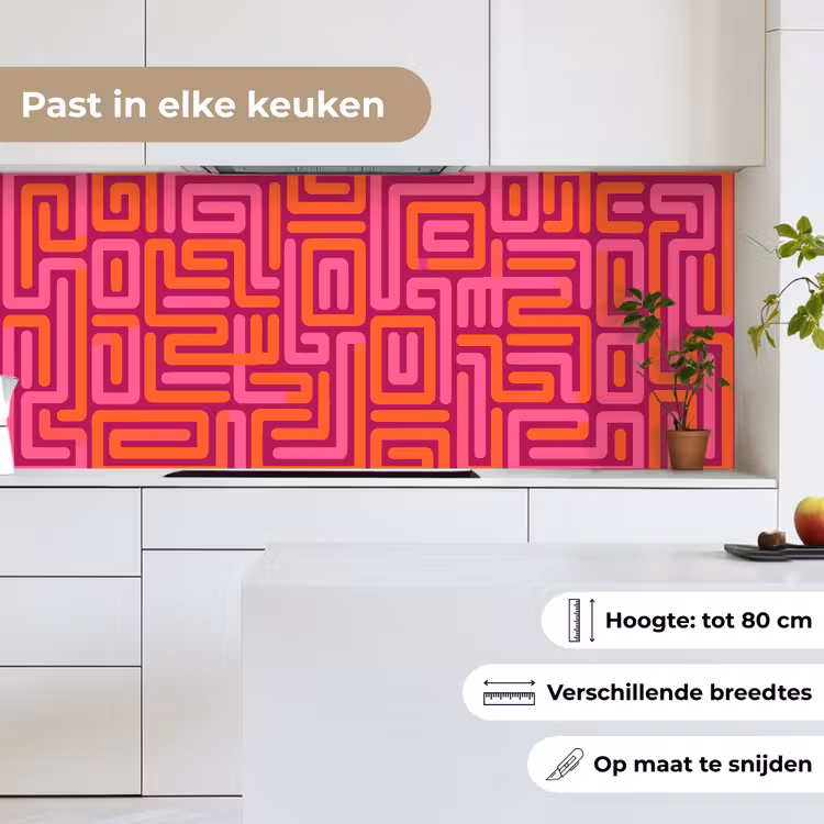 Keuken achterwand - Abstract - Patroon - Lijnen - Roze - Oranje — 4