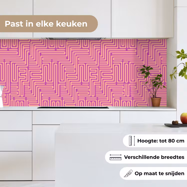 Keuken achterwand - Patroon - Lijnen - Abstract - Modern - Paars — 4