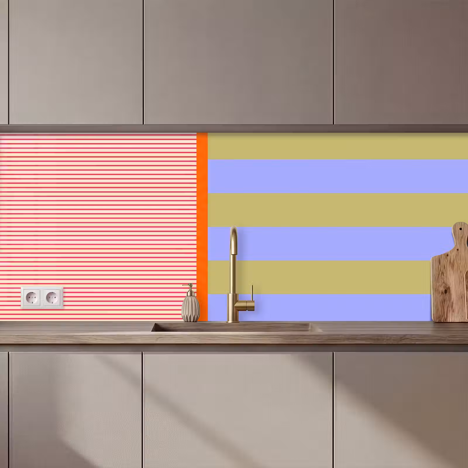 Keuken achterwand - Abstract - Geometrie - Strepen - Blokken - Rood — 1