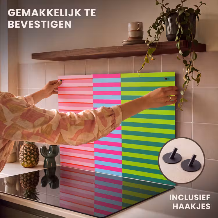 Inductie beschermer en spatscherm (2in1) - Patroon - Strepen - Modern - Abstract - Kleurrijk — 7