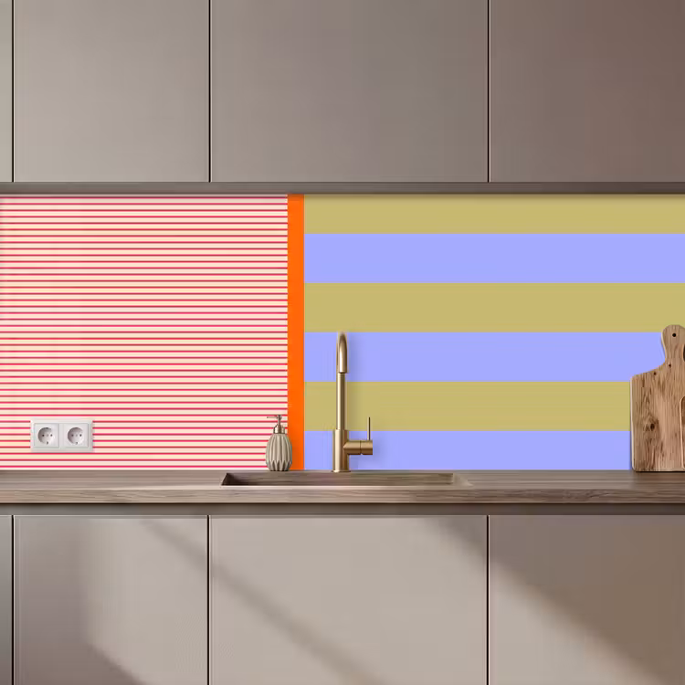 Keuken achterwand - Abstract - Geometrie - Strepen - Blokken - Rood — 1