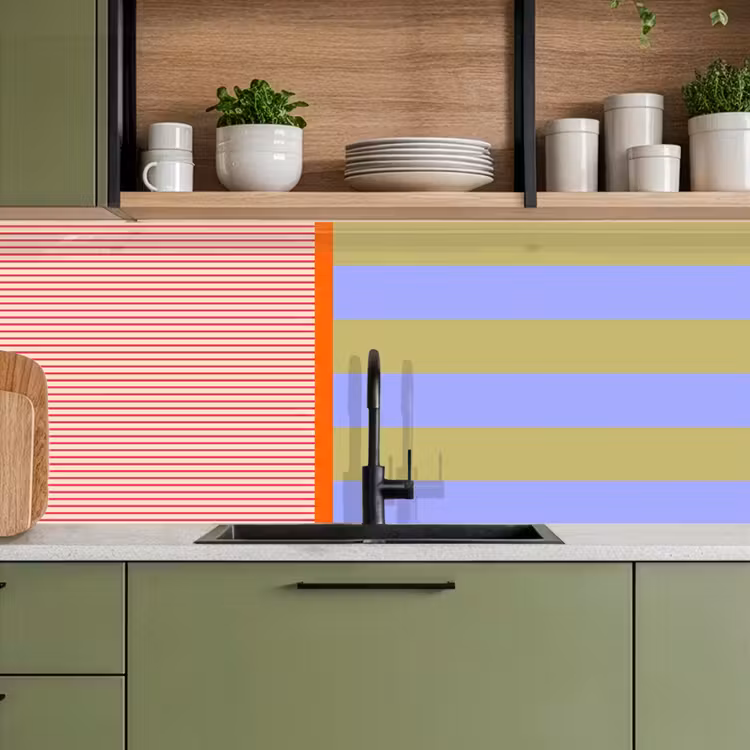 Keuken achterwand - Abstract - Geometrie - Strepen - Blokken - Rood — 5