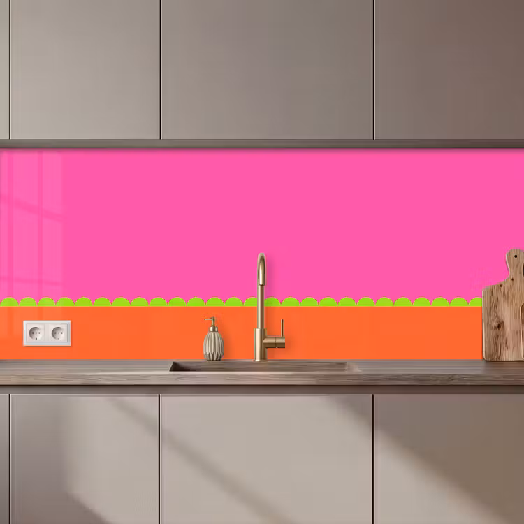 Keuken achterwand - Abstract - Geometrisch - Kleurblokken - Roze - Oranje — 1