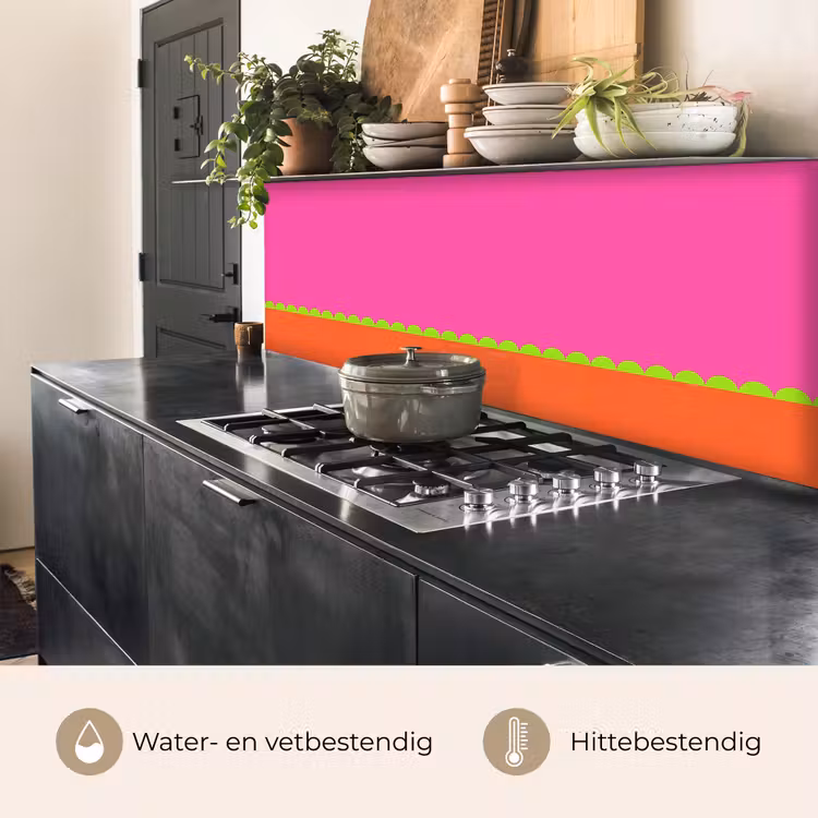 Keuken achterwand - Abstract - Geometrisch - Kleurblokken - Roze - Oranje — 3
