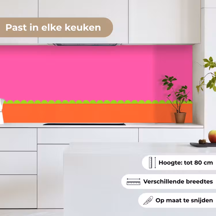 Keuken achterwand - Abstract - Geometrisch - Kleurblokken - Roze - Oranje — 4