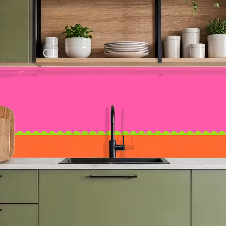Keuken achterwand - Abstract - Geometrisch - Kleurblokken - Roze - Oranje — 5