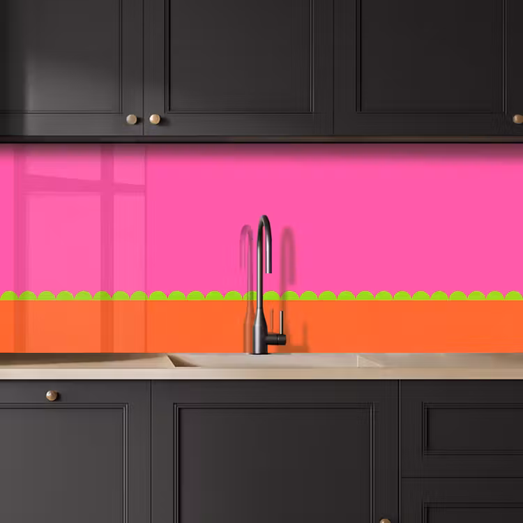 Keuken achterwand - Abstract - Geometrisch - Kleurblokken - Roze - Oranje — 6