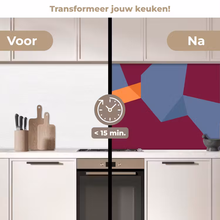 Keuken achterwand - Abstract - Vormen - Modern - Blauw - Oranje — 2