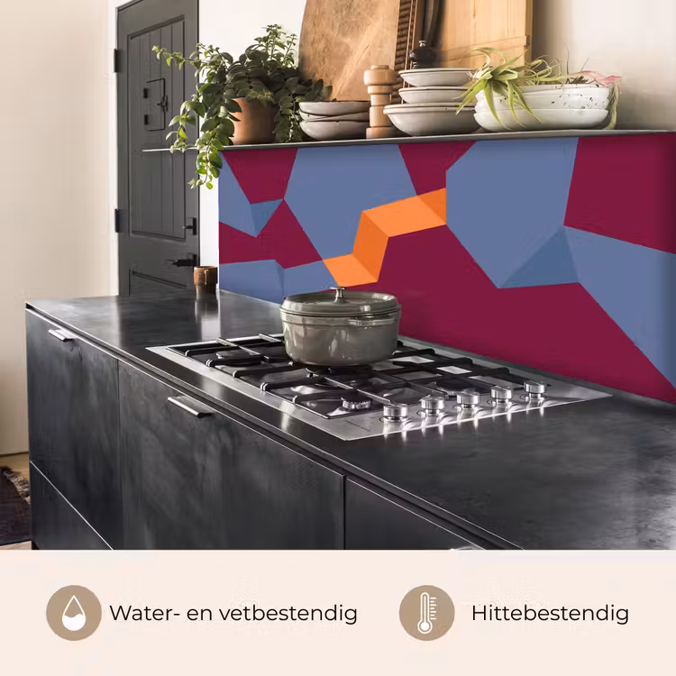 Keuken achterwand - Abstract - Vormen - Modern - Blauw - Oranje — 3