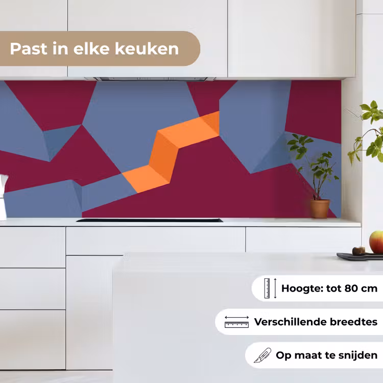 Keuken achterwand - Abstract - Vormen - Modern - Blauw - Oranje — 4