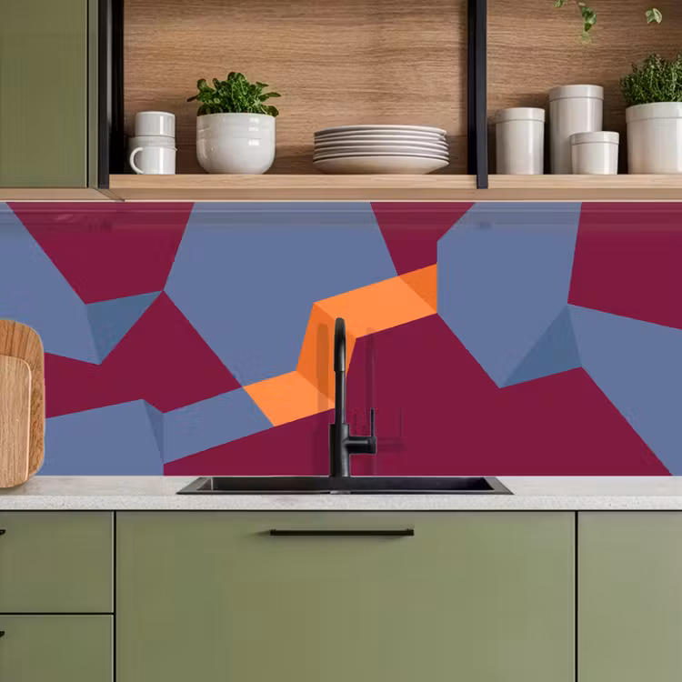 Keuken achterwand - Abstract - Vormen - Modern - Blauw - Oranje — 5