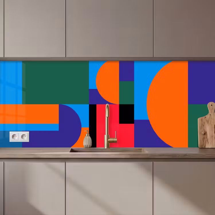 Keuken achterwand - Geometrisch - Abstract - Vormen - Kleurrijk - Modern — 1