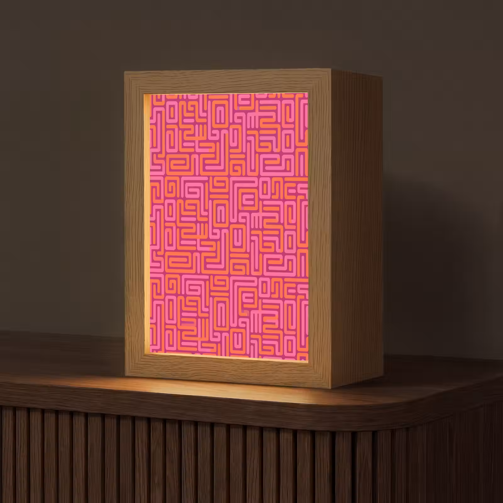 Gepersonaliseerde Lightbox - Abstract - Patroon - Lijnen - Roze - Oranje — 1