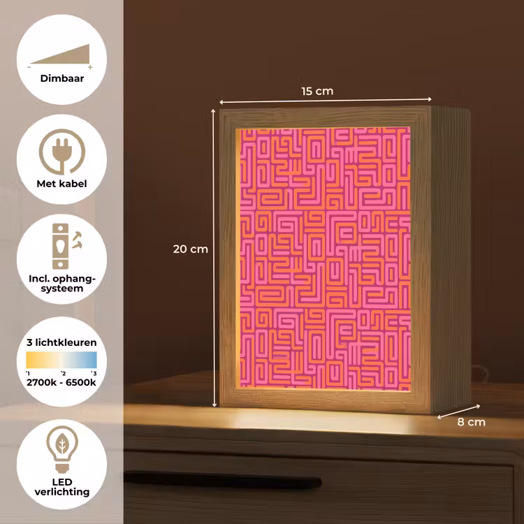 Gepersonaliseerde Lightbox - Abstract - Patroon - Lijnen - Roze - Oranje — 7