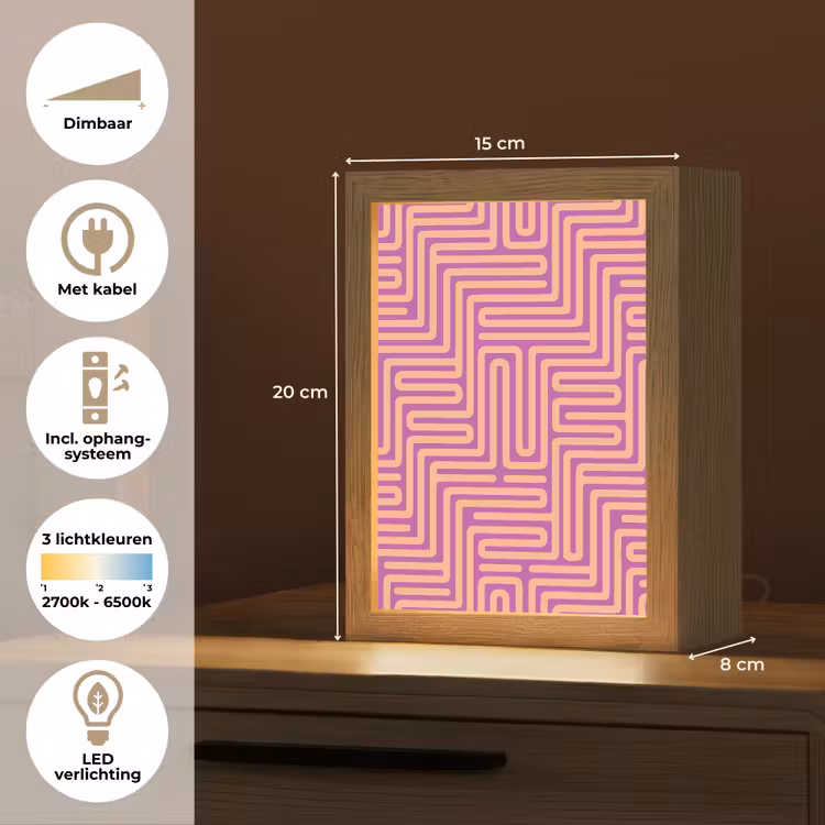 Gepersonaliseerde Lightbox - Patroon - Lijnen - Abstract - Modern - Paars — 7