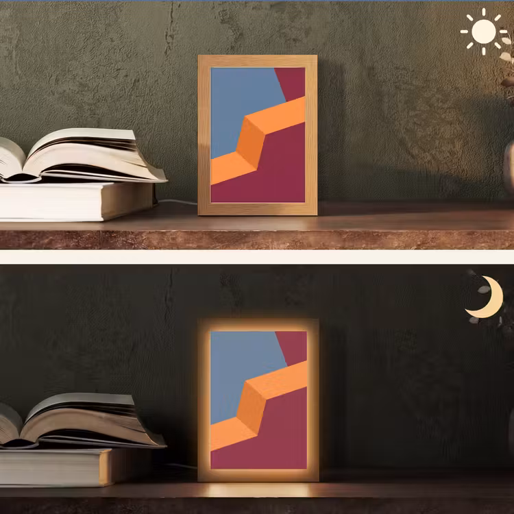 Gepersonaliseerde Lightbox - Abstract - Vormen - Modern - Blauw - Oranje — 5