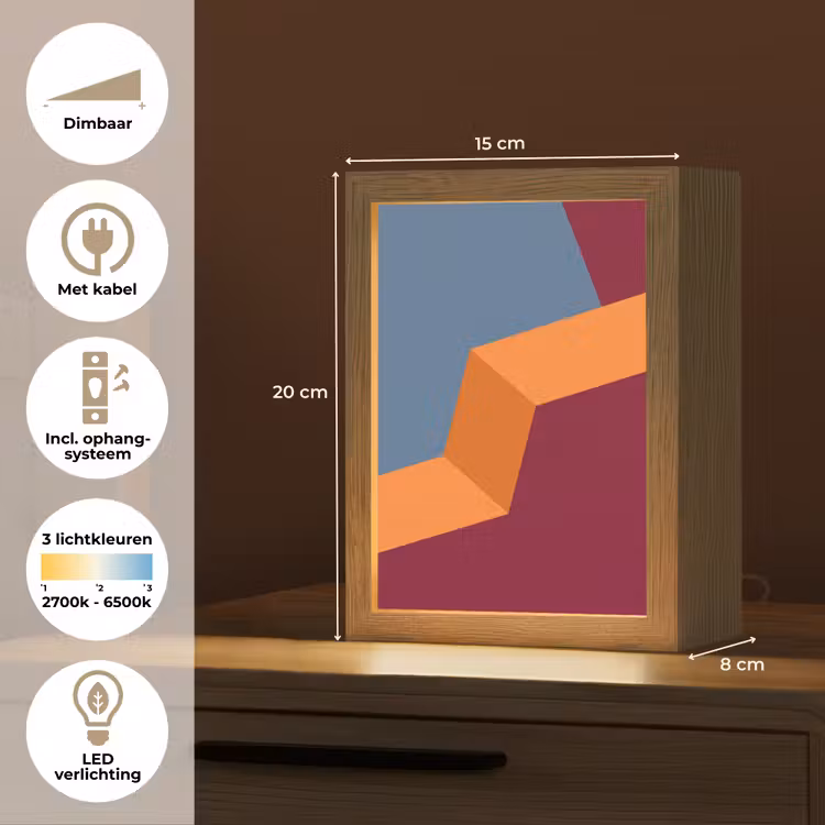 Gepersonaliseerde Lightbox - Abstract - Vormen - Modern - Blauw - Oranje — 7