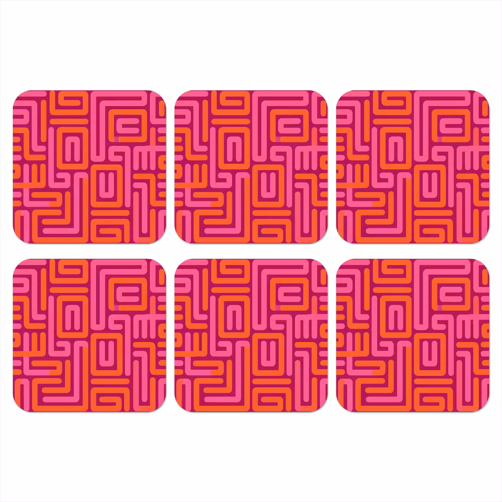 Onderzetter​ - Abstract - Patroon - Lijnen - Roze - Oranje — 1