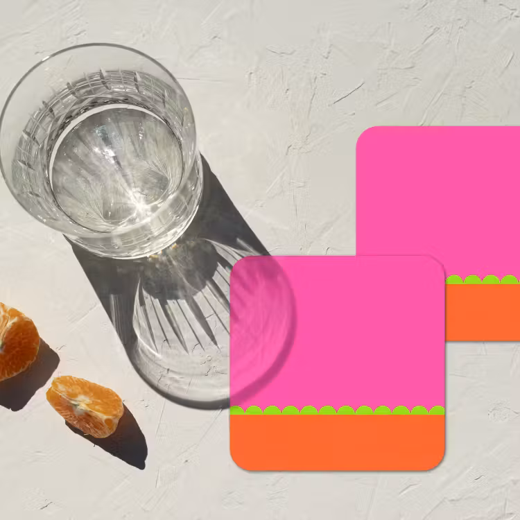 Onderzetter​ - Abstract - Geometrisch - Kleurblokken - Roze - Oranje — 2