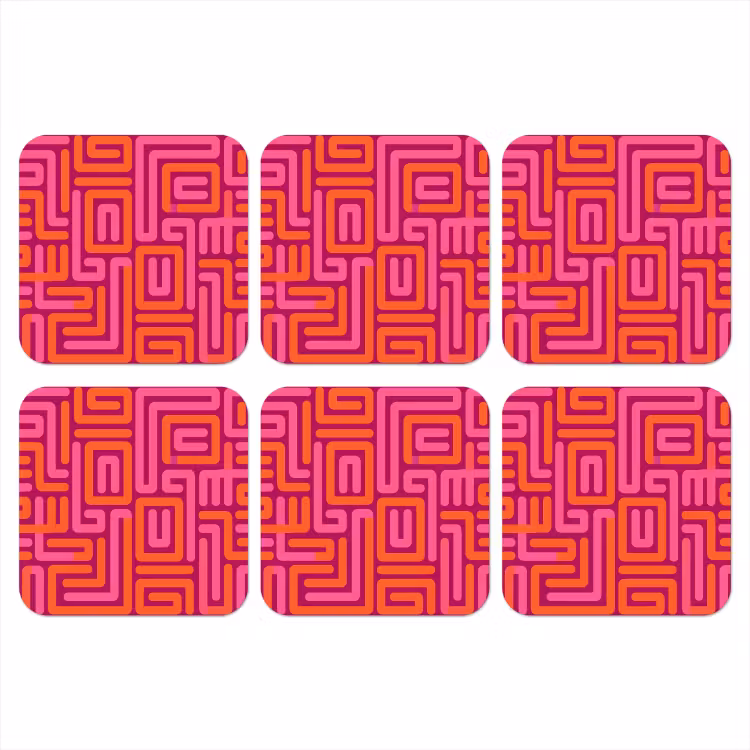 Onderzetter​ - Abstract - Patroon - Lijnen - Roze - Oranje — 1
