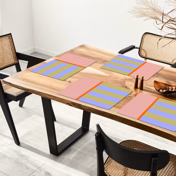 Placemat - 6 stuks - Abstract - Geometrie - Strepen - Blokken - Rood — 5