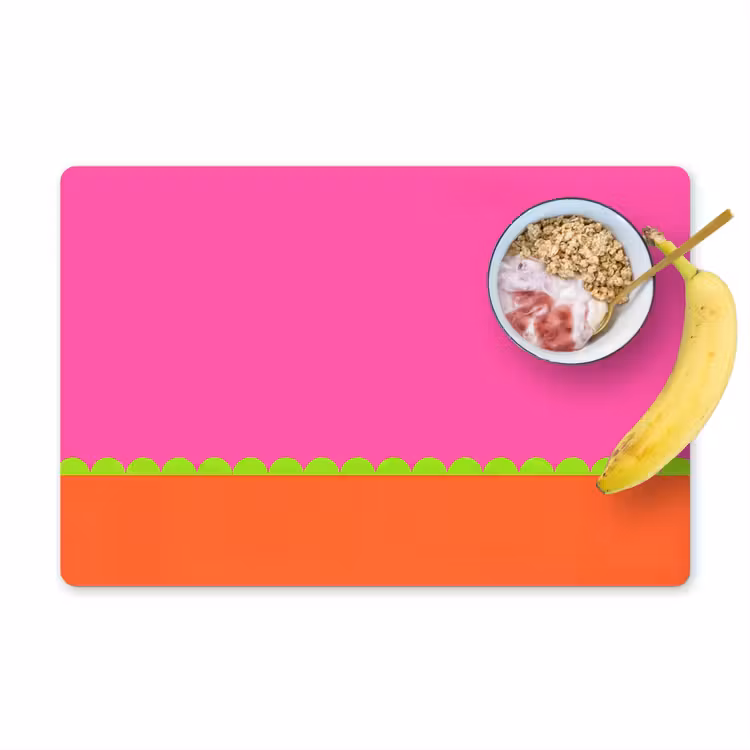 Placemat - 6 stuks - Abstract - Geometrisch - Kleurblokken - Roze - Oranje — 1
