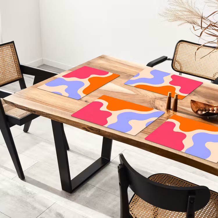 Placemat - 6 stuks - Abstract - Organische vormen - Design - Modern - Kleurrijk — 5