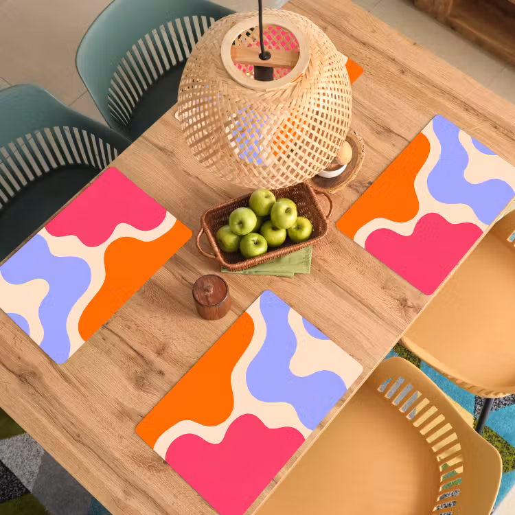 Placemat - 6 stuks - Abstract - Organische vormen - Design - Modern - Kleurrijk — 6